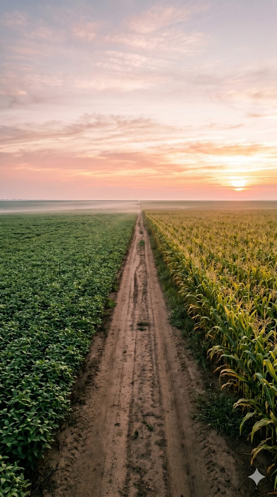 Estrada de terra vermelha entre plantações, norte do Mato Grosso